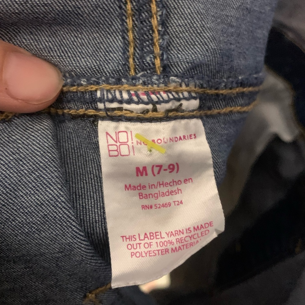 Juniors no boundaries size 7 dark blue denim wash overall shorts Preloved - Picture 3 of 5